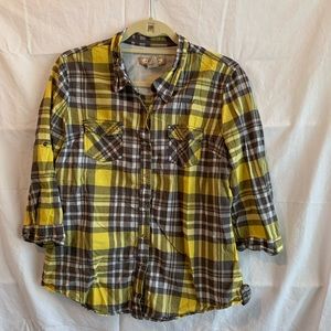 3/4 sleeve plaid button up